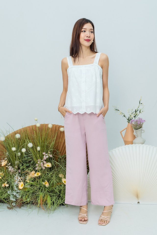 Aveline Eyelet Top in White