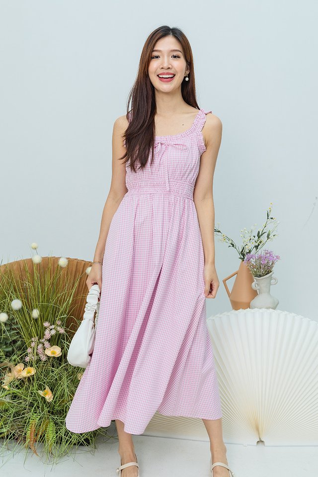 Poppy Gingham Dress in Ballet Pink