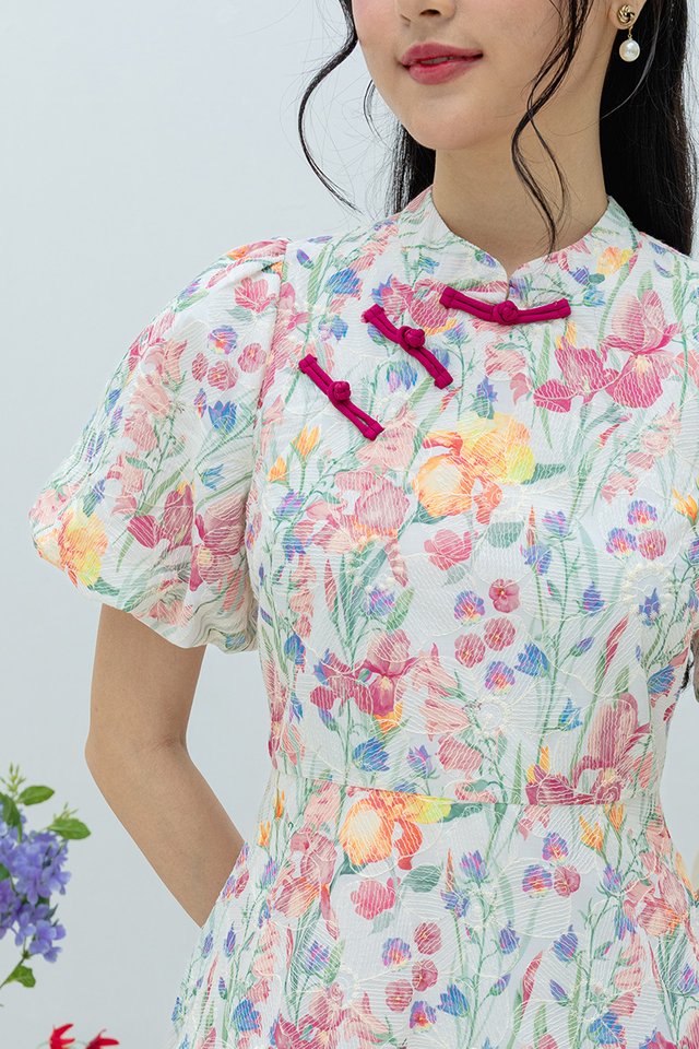 Eastern Blossom Cheongsam Dress in Red