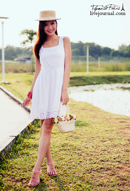 Eyelet Flutters Embroidery Dress in White