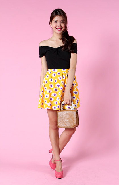 Daisy Romance Skirt in Sunshine Yellow Florals