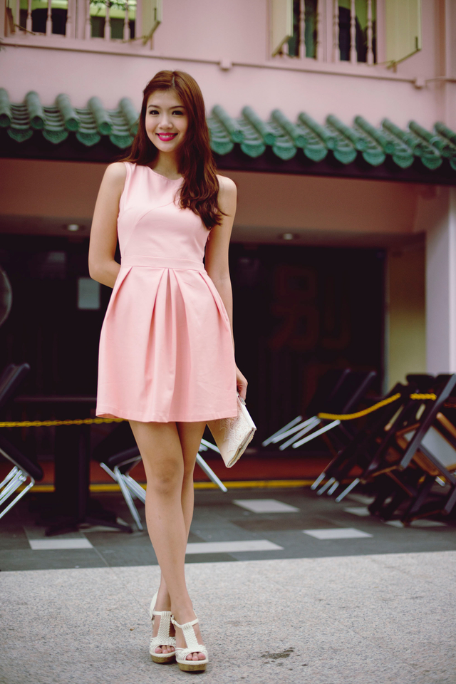 Structured Tulip Dress in Pink