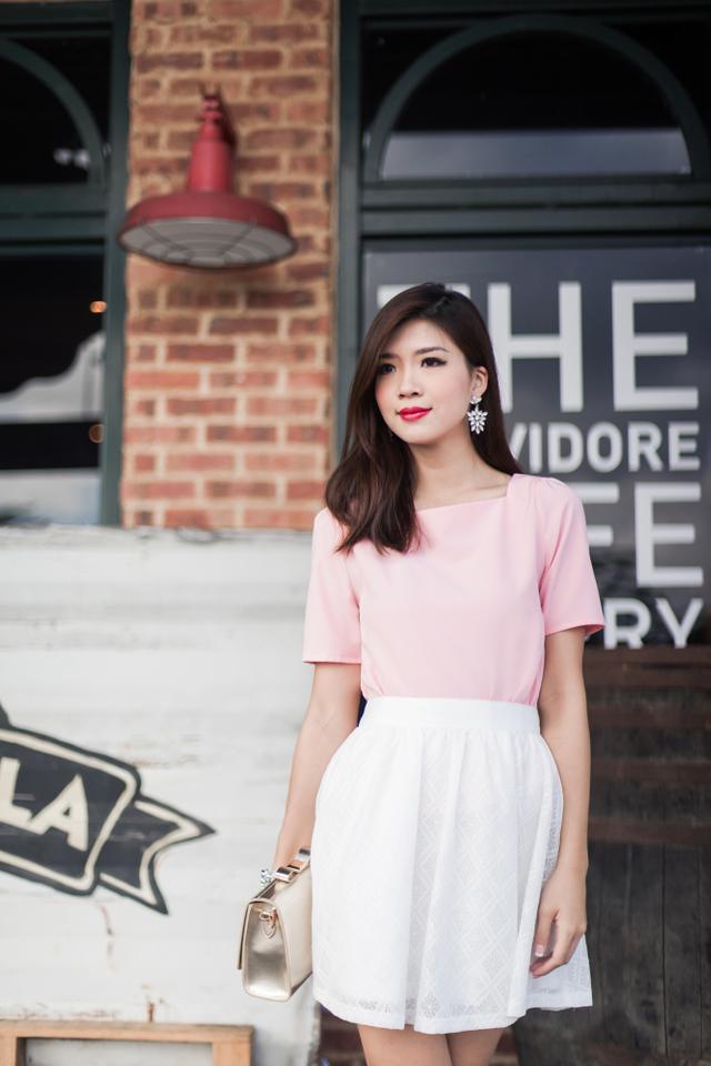 Faye Square Neck Top in Sweet Pink