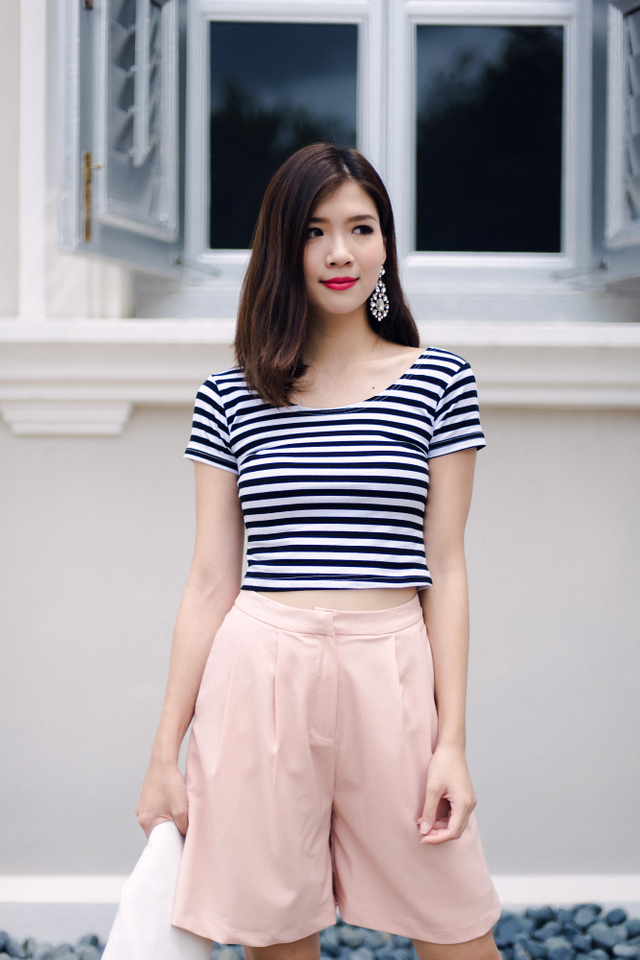 Desiree Basic Cropped Top in Stripes