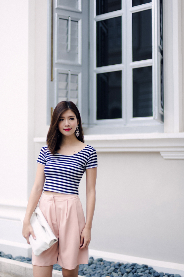 Desiree Basic Cropped Top in Stripes