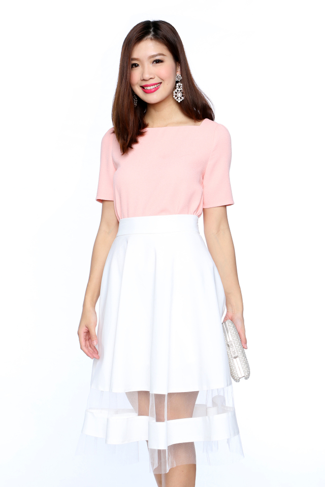 The New Faye Square Neck Top in Salmon Pink
