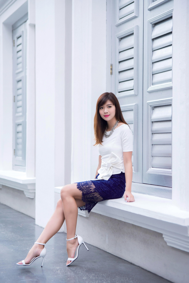 Winter Romance Lace Skirt in Navy