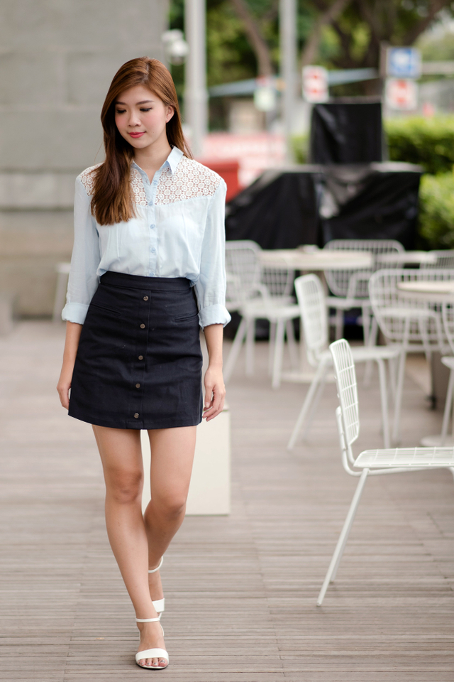 Crochet Relaxed Fit Shirt in Sky