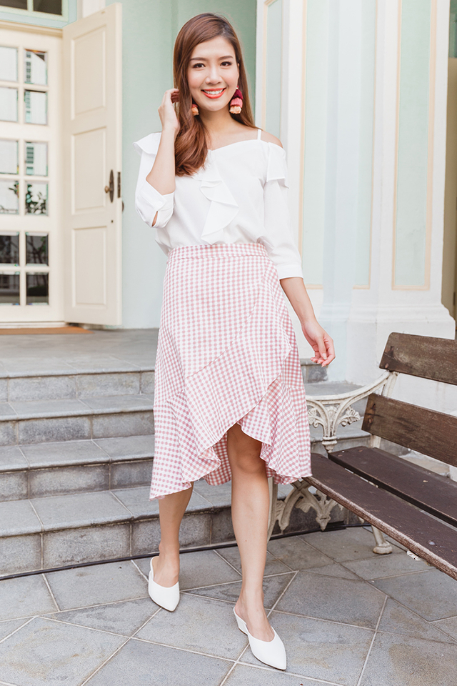 You Blew Me Away Skirt in Pink Gingham