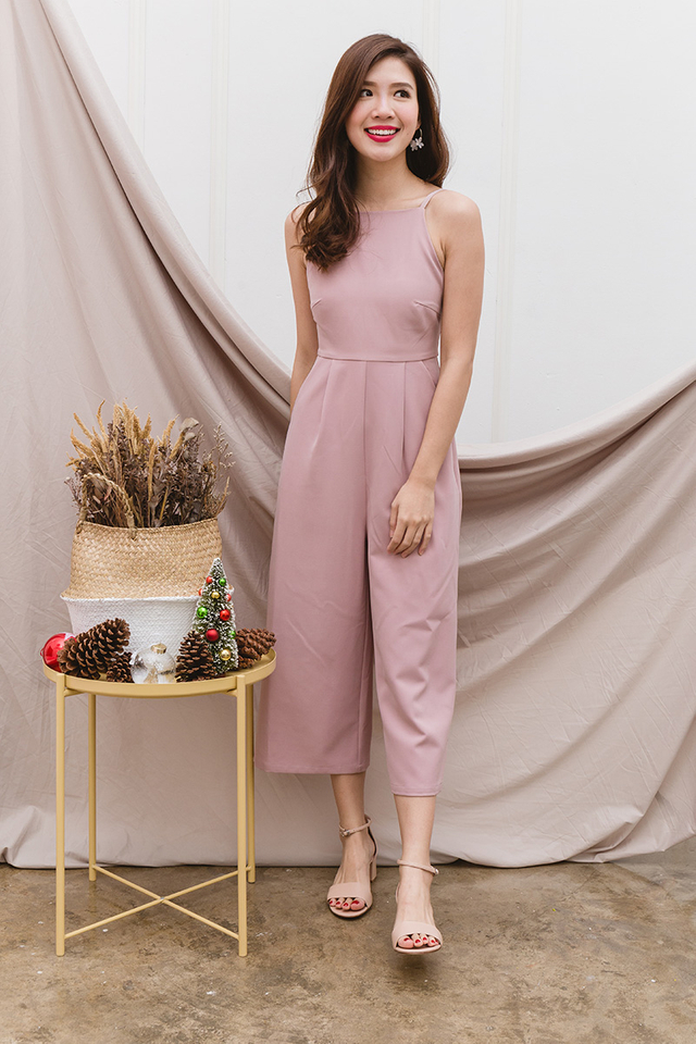 Tasha Culottes Low-back Jumpsuit in Pink