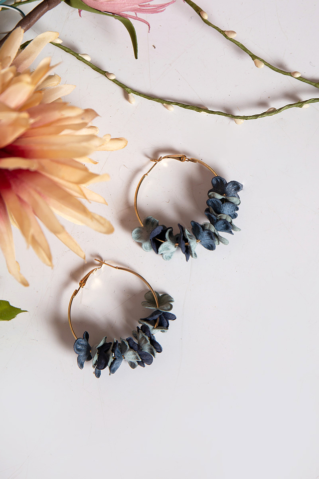 Petal Blossoms Hoop Earrings in Pastel Blue