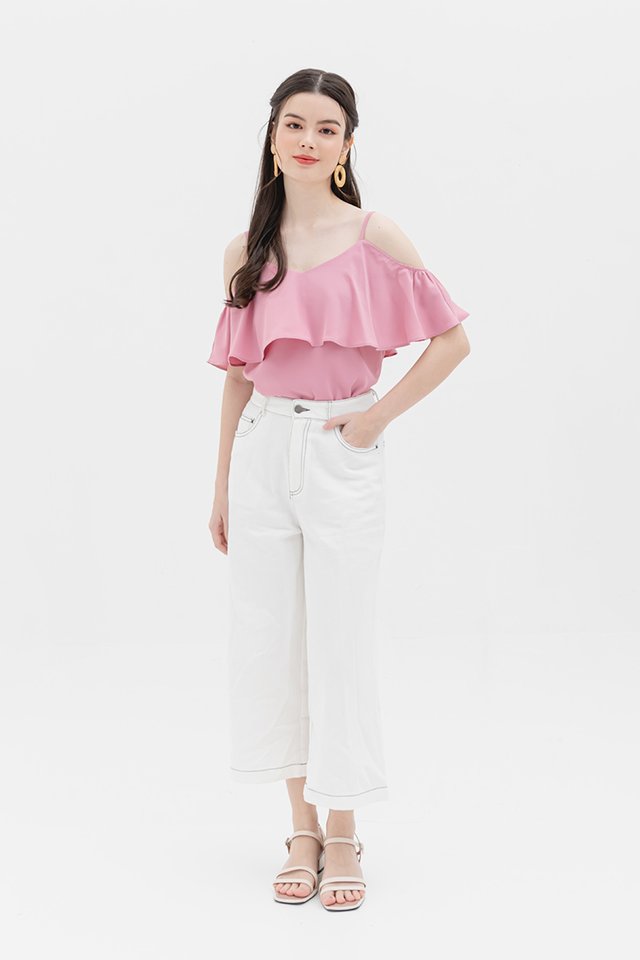 Phoebe Cold Shoulders Top in Orchid Pink