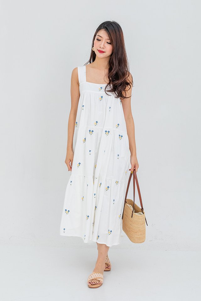 Dreaming of a Vacation Embroidery Tiered Dress in Spring Meadows