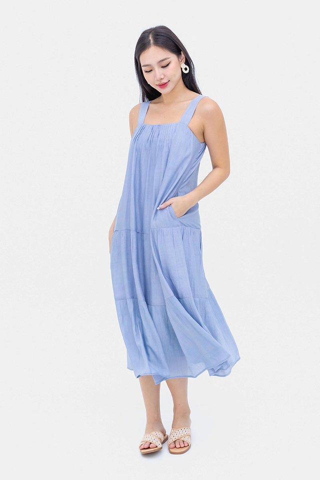 Easy Days Pin-tuck Dress in Periwinkle Blue