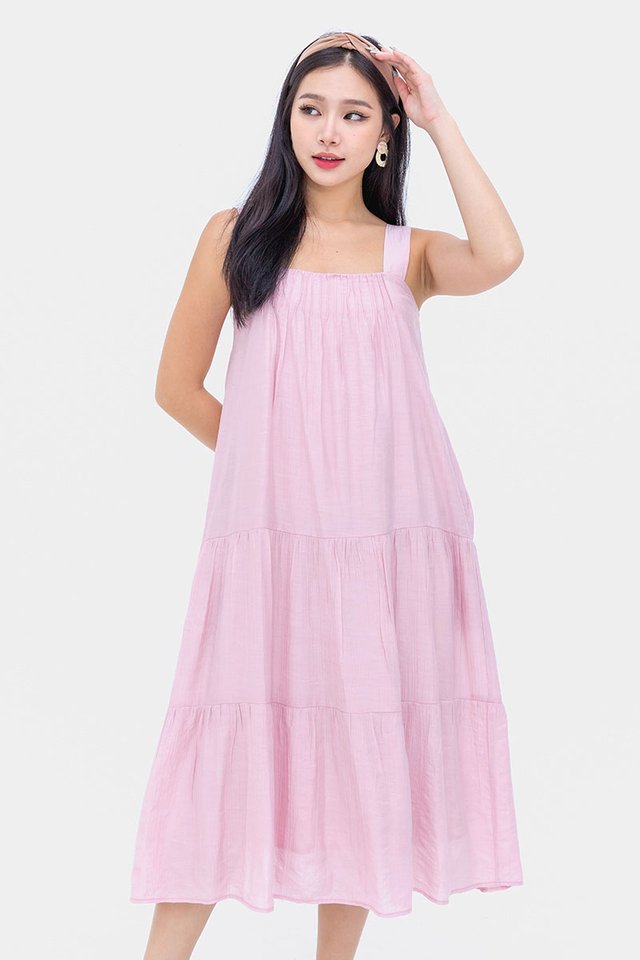 Easy Days Pin-tuck Dress in Pink