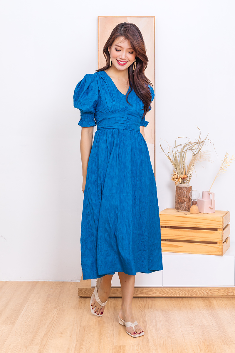 Blue crepe outlet dress