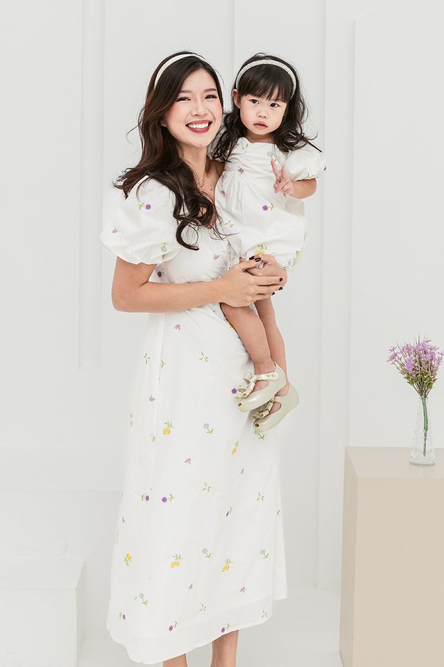 A Walk in the Garden Embroidery Girls Dress in White