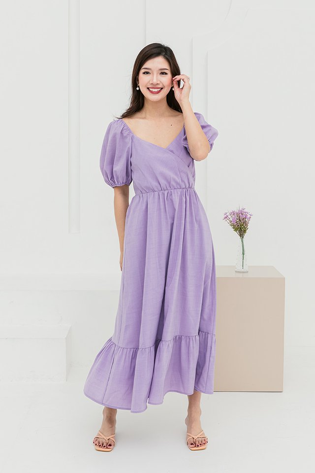 Fancy Dinner Overlap Dress in Lilac