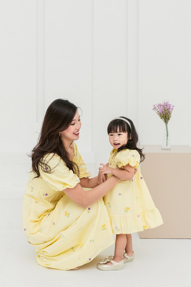 A Walk in the Garden Embroidery Girls Dress in Yellow