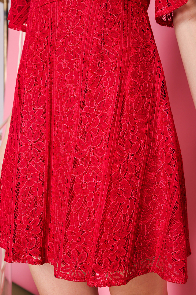 All About The Lace Dress in Festive Red