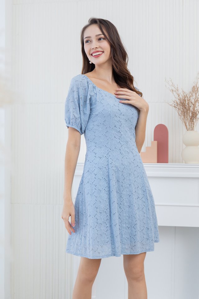 Dreaming About Eyelet Dress in Powder Blue