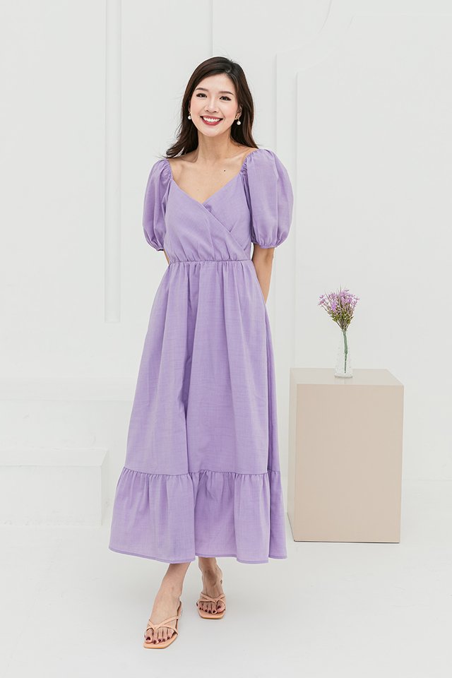 Fancy Dinner Overlap Dress in Lilac