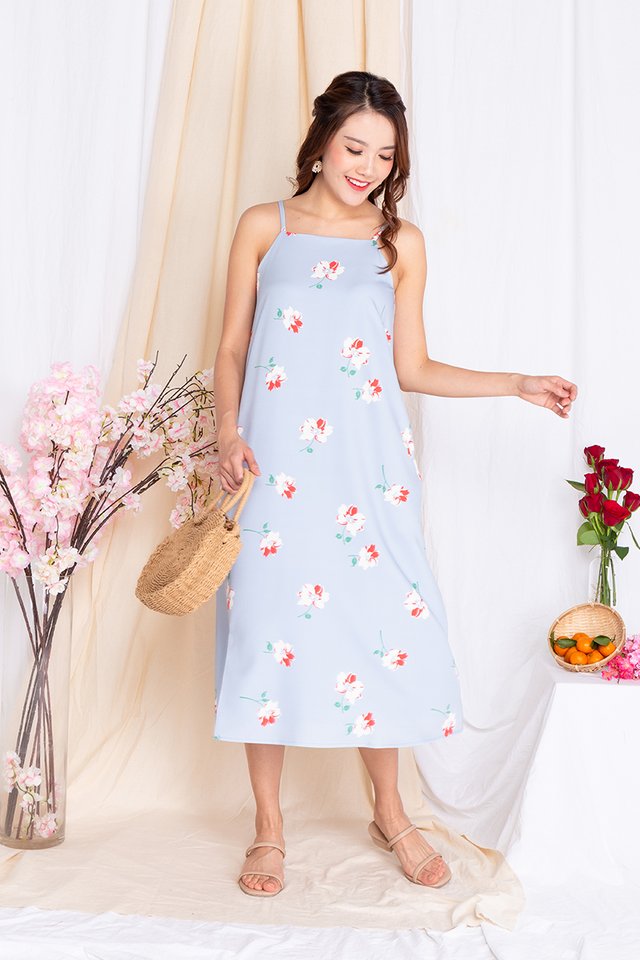 Fortune Florals Tent Dress in Sky Blue