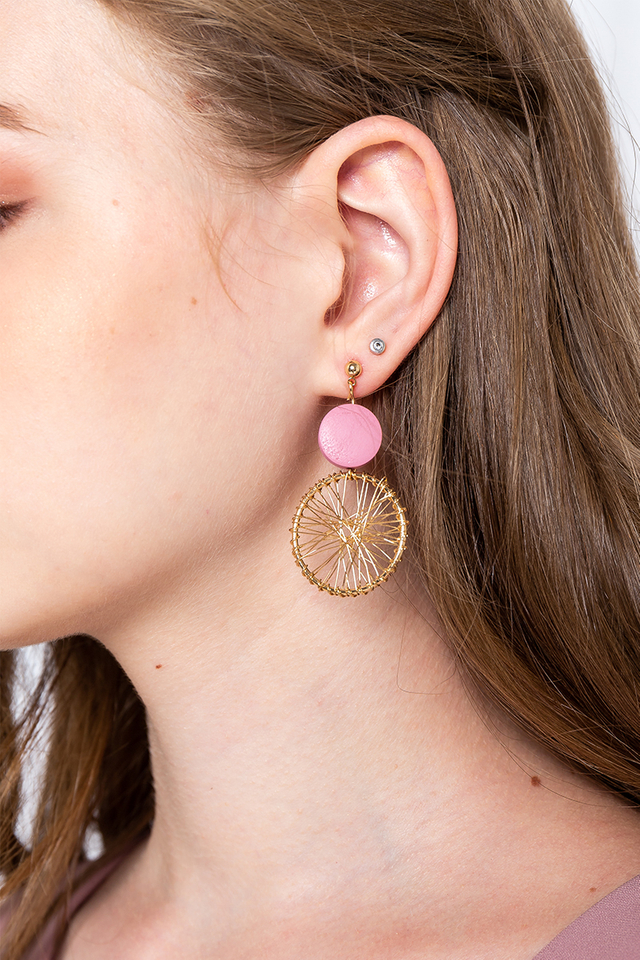 Lidia Mesh Earrings in Pink Gold