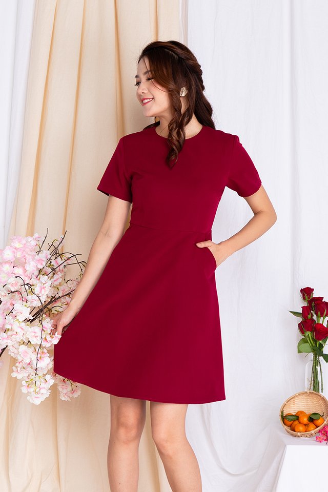 Lucky Charm Goldfish Fit and Flare Dress in Red