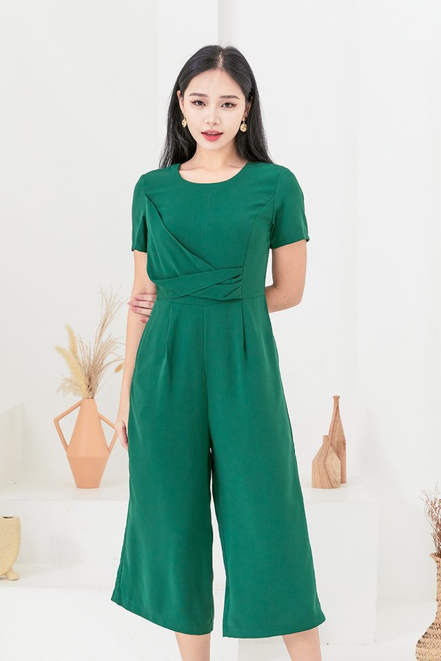 Making Waves Jumpsuit in Forest Green