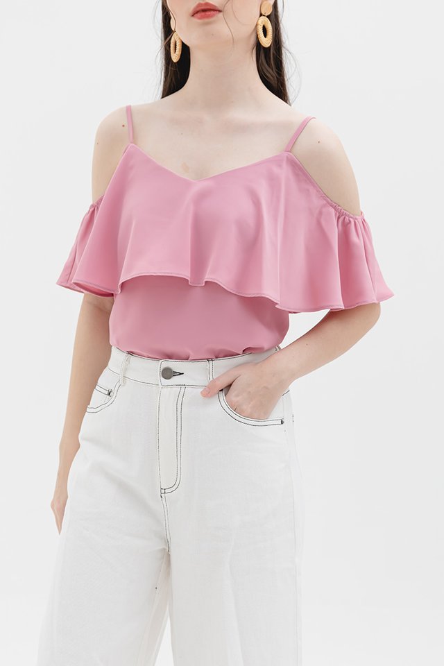Phoebe Cold Shoulders Top in Orchid Pink