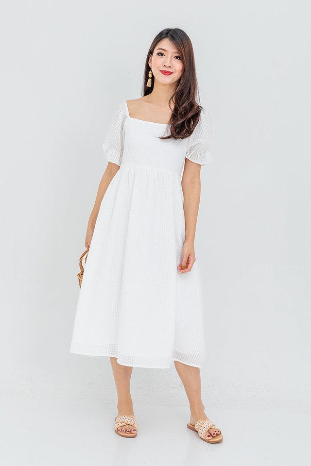 Raina Gingham Dress in White